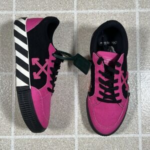 Off White c/o Virgil Abloh Low Black/Fuchsia Vulcanized Canvas Sz 7 / 37 Eu
